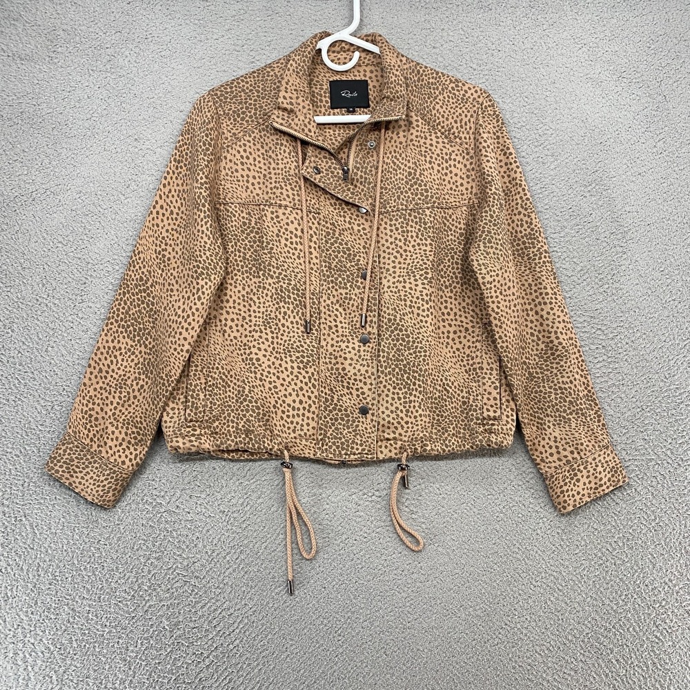 Rails Jacket Womens XS Tennessee Tawny Spots Brown Zip Up Linen Tencel Utility‎